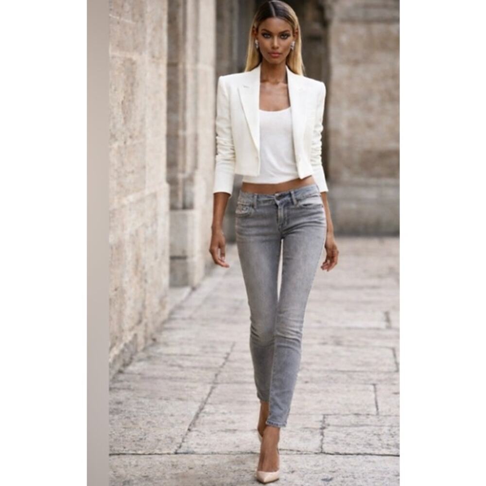 7 For All Mankind Skinny Jeans Roxanne Women's 29 Light Gray